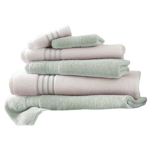 White towels with online grey trim